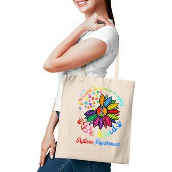 Puzzle Sunflower Be Kind Autism Awareness Mom Support Kids Tote Bag - Seseable