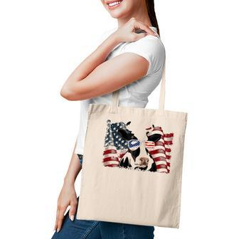 Retro Dairy Cow American Flag 4Th Of July Animals Lover Tote Bag - Seseable