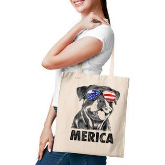 Rottweiler 4Th Of July Merica Men American Flag Sunglasses Tote Bag - Seseable