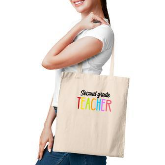 Second Grade Teacher Back To School Colorful Teacher Tote Bag - Seseable