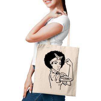 Strong Woman Rosie - Strong - Afro Woman Black Design Tote Bag - Seseable