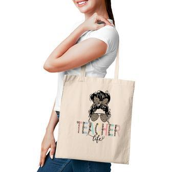 Teacher Life Leopard Badass Teacher Gift Tote Bag - Seseable