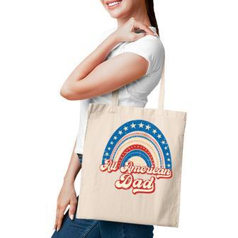 Us Flag Rainbow All American Dad 4Th Of July Mothers Day Tote Bag - Seseable