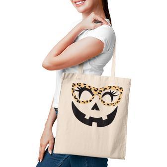 Winking Eye Halloween Lashes Leopard Glasses Pumpkin Girls Tote Bag - Seseable