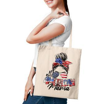 Womens All American Mama American Flag 4Th Of July Patriotic Tote Bag - Seseable