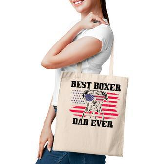Womens Best Boxer Dad Ever Dog Patriotic 4Th Of July American Flag Tote Bag - Seseable