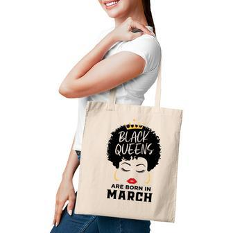 Womens Black Queens Are Born In March Happy Birthday Black Afro Tote Bag - Seseable