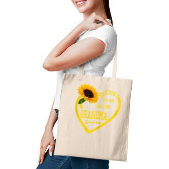 Womens Blessed To Be Called Grandma Mothers Day Sunflower Hearts Tote Bag - Seseable