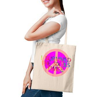 Womens Funny I Survived The Sixties Twice Birthday Tote Bag - Seseable