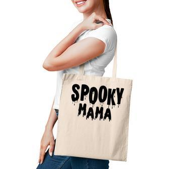 Womens Spooky Mama Mom Fun Scary Pumpkin Halloween Costume Boo Fall Tote Bag - Seseable