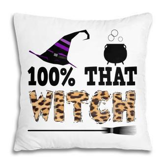 100% That Witch Halloween Witch Hat Leopard Pillow - Seseable