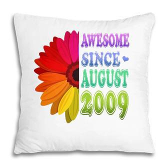 13 Years Old Floral Awesome Since August 2009 13Th Birthday Pillow - Seseable