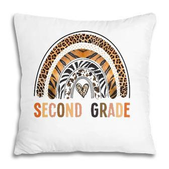 2Nd Grade Teacher Team Rainbow Leopard Skin Back To School Pillow - Seseable