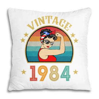 38Th Birthday Gift 38 Years Old For Women Retro Vintage 1984 Pillow - Seseable