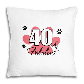 40 Happy Birthday 40Th Pink Paw Print Cat Animal Pillow - Seseable
