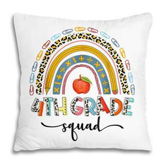 4Th Grade Squad Leopard Rainbow Girls Boys Teacher Pillow - Seseable