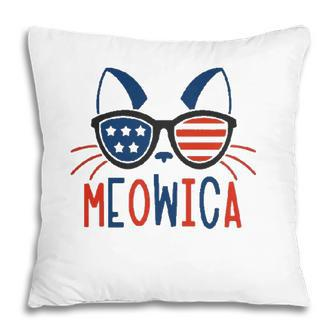 4Th Of July Meowica Cat American Flag Sunglasses Merica Patriotic Pillow - Seseable