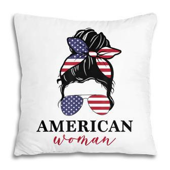 All American Girl Messy Bun Flag 4Th Of July Sunglasses Pillow - Seseable