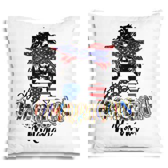 All American Mama Messy Bun Usa Flag Patriotic 4Th Of July Pillow - Seseable