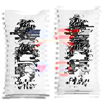 American Cna Life Messy Bun Usa Flag 4Th Of July Pillow - Seseable