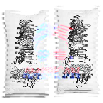 American Flag Patriotic Nurse Messy Bun 4Th Of July Pillow - Seseable