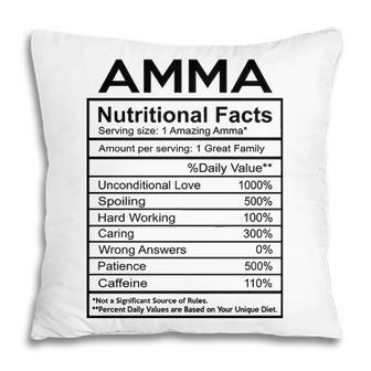 Amma Grandma Gift Amma Nutritional Facts Pillow - Seseable
