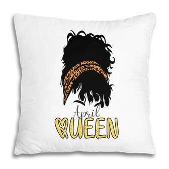 April Women Leopard Messy Bun Hair April Queen Birthday Pillow - Seseable