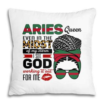 Aries Girls Aries Queen Ever In The Most Of My Storm Birthday Gift Pillow - Seseable