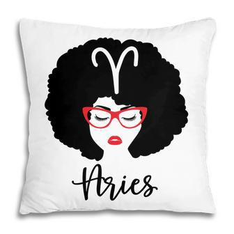 Aries Girls Beautiful Girl With Red Lip Great Birthday Gift Pillow - Seseable