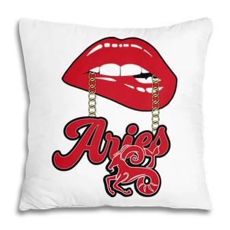 Aries Girls Impression Red Color Lip Gift Birthday Gift Pillow - Seseable