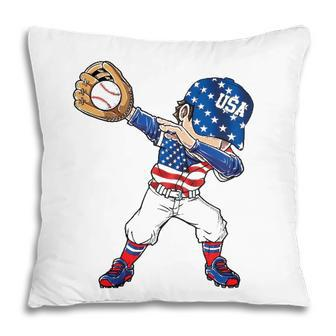 Baseball Softball Dabbing American 4Th Of July Usa Patriotic Pillow - Seseable