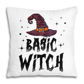 Basic Witch Women Halloween Distressed Witch Hat Pillow - Seseable