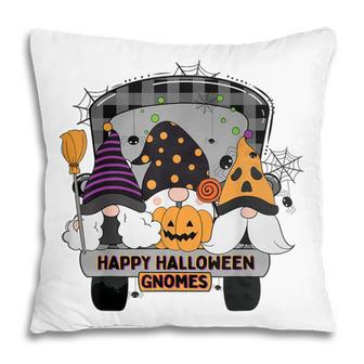 Bbkq Funny Truck Halloween Gnomes Happy Autumn Halloween Pillow - Seseable