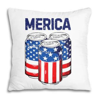 Beer Merica 4Th Of July Men Women American Flag Usa Pillow - Seseable