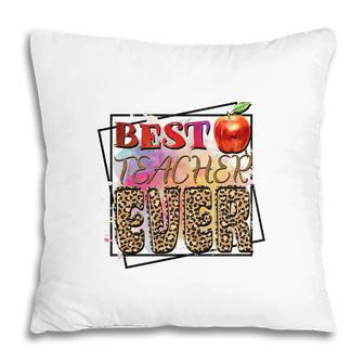 Best Teach Ever Great Leopard Apple Teacher Pillow - Seseable