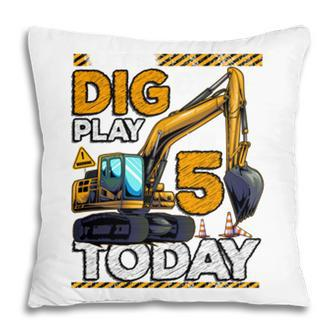 Birthday Boy 5 Construction 5Th Birthday Excavator Birthday Pillow - Seseable