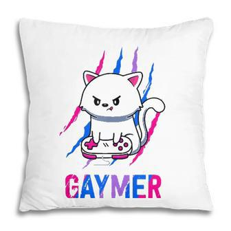 Bisexual Gaymer Geek Pride Lgbt Video Game Lovers Gift Cat Pillow - Seseable