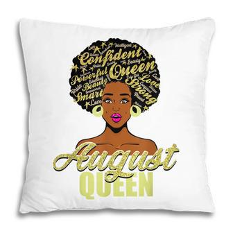 Black African American Melanin Afro Queen August Birthday Pillow - Seseable