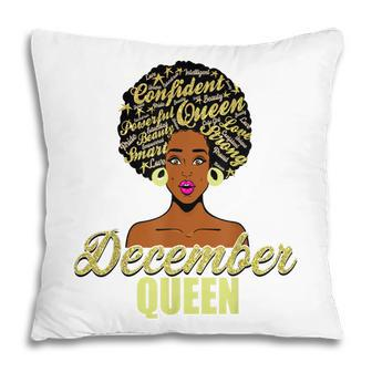 Black African American Melanin Afro Queen December Birthday Pillow - Seseable