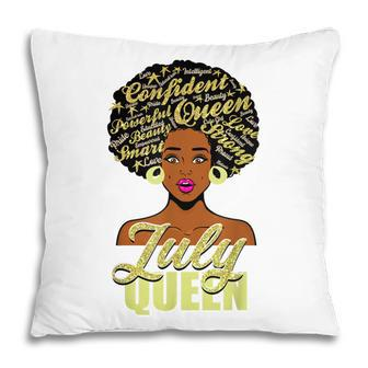 Black African American Melanin Afro Queen July Birthday Pillow - Seseable