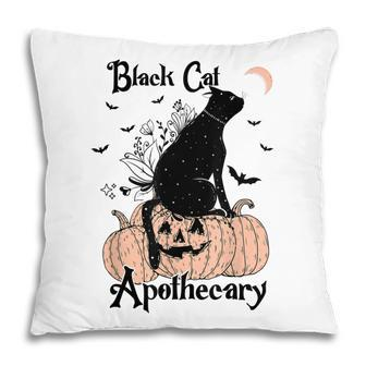 Black Cat Apothecary Cat Witch Pumpkin Halloween Costume Pillow - Seseable