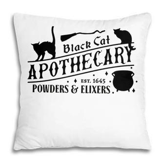 Black Cat Apothecary Halloween Est 1645 Gift Powders And Elixers Pillow - Seseable