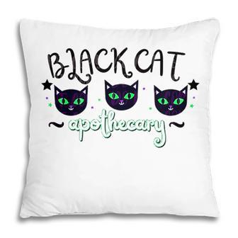 Black Cat Apothecary Halloween Gift Pillow - Seseable