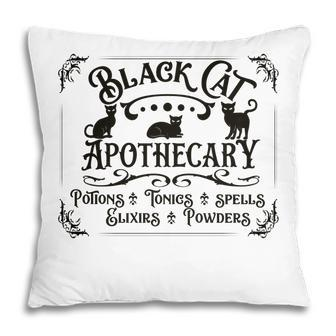 Black Cat Apothecary Powders Flixers Halloween Pillow - Seseable