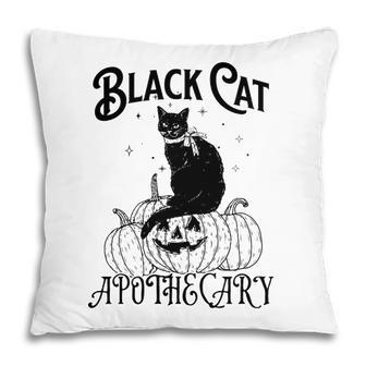Black Cat Apothecary Pumpkin Halloween Pillow - Seseable