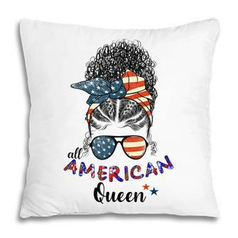 Black Women Girls Queen Afro African American Flag July 4Th Pillow - Seseable