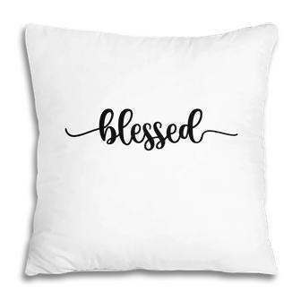 Blessed Bible Verse Black Graphic Great Gift Christian Pillow - Seseable