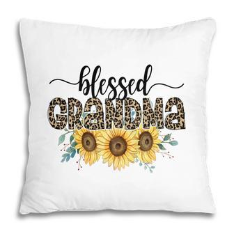 Blessed Grandma Sunflower Leopard Vintage Mothers Day Pillow - Seseable