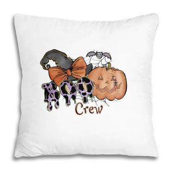 Boo Crew Pumpkin Gnomes Hat Bow Halloween Pillow - Seseable