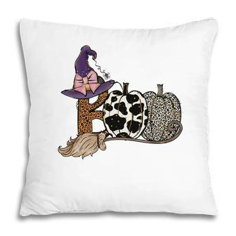 Boo Crew Witch Broom Pumpkins Halloween Pillow - Seseable